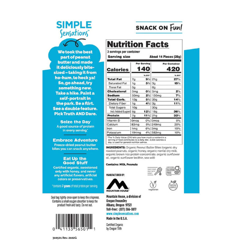 Peanut Butter Bites - Original | Mountain House Freeze Dried Food, , large image number 1